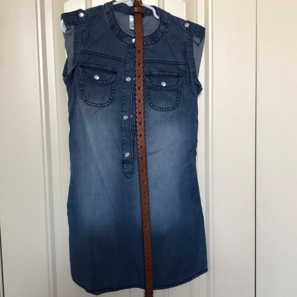 Toddler girl denim dress with belt